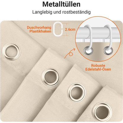 Duschvorhang Beige 80x200 cm Textil Wasserabweisend Waschbar