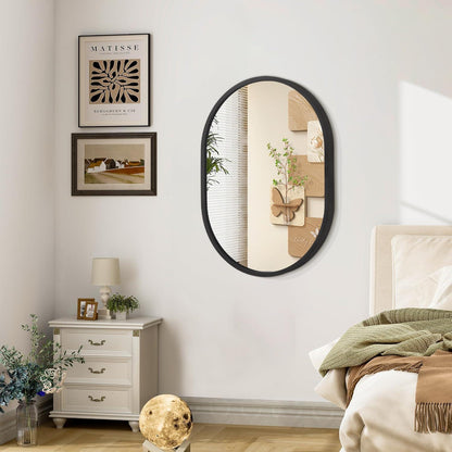 Ovaler Wandspiegel mit Metallrahmen – 45x66 cm Schwarz