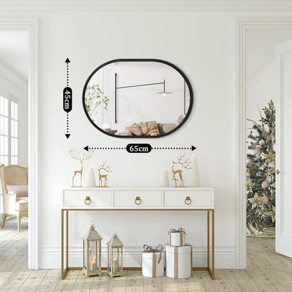 Ovaler Wandspiegel mit Metallrahmen – 45x66 cm Schwarz