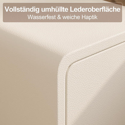 Nachttisch Schmal Weiß mit 2 Schubladen, Massivholz, Montagefrei