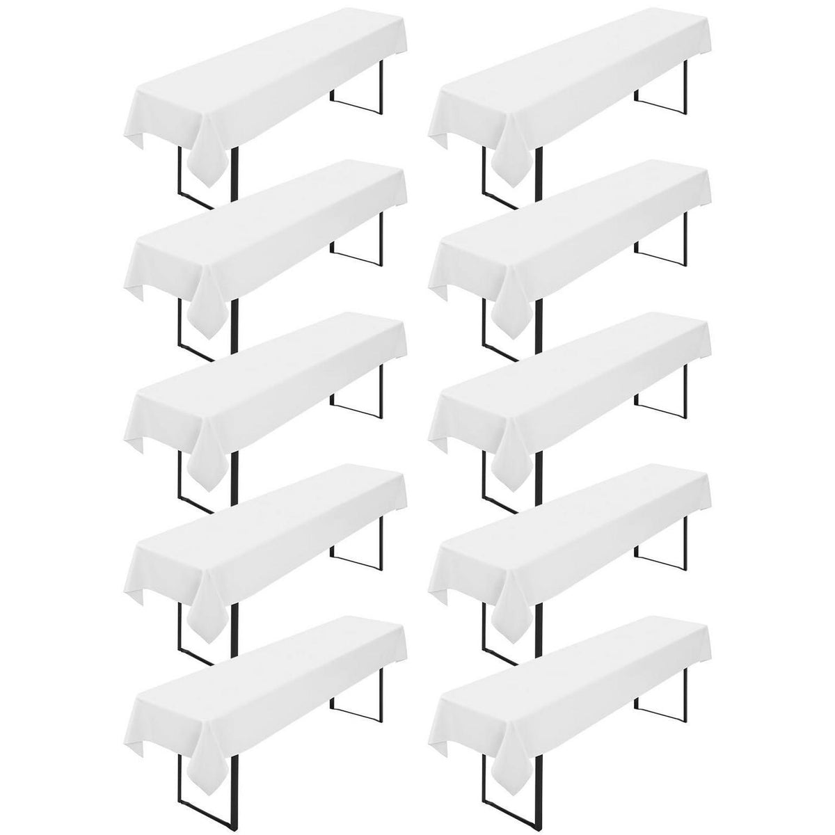 10x Tischdecke für Biertisch – Weiß, 100x250 cm