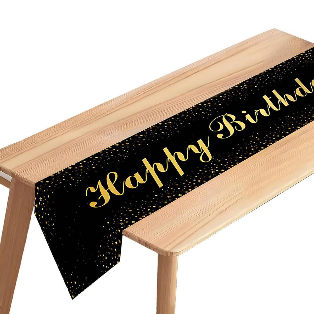 Happy Birthday Tischläufer Schwarz Gold 180x35cm