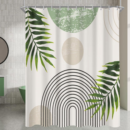 Grüner Duschvorhang Blätter 180x160 cm | Wasserabweisend & Waschbar