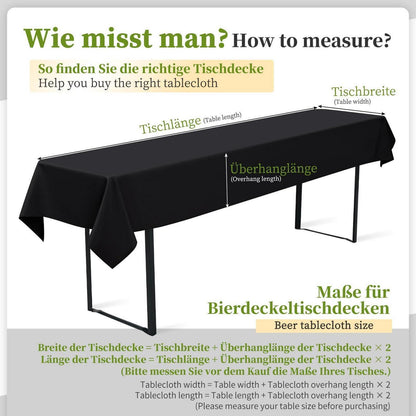 10x Tischdecke für Biertisch – Schwarz, 100x250 cm