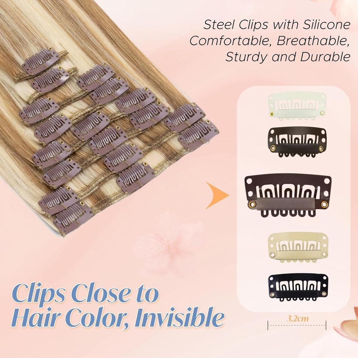 Clip-in Haarverlängerung Echthaar 60cm Goldbraun & Blond