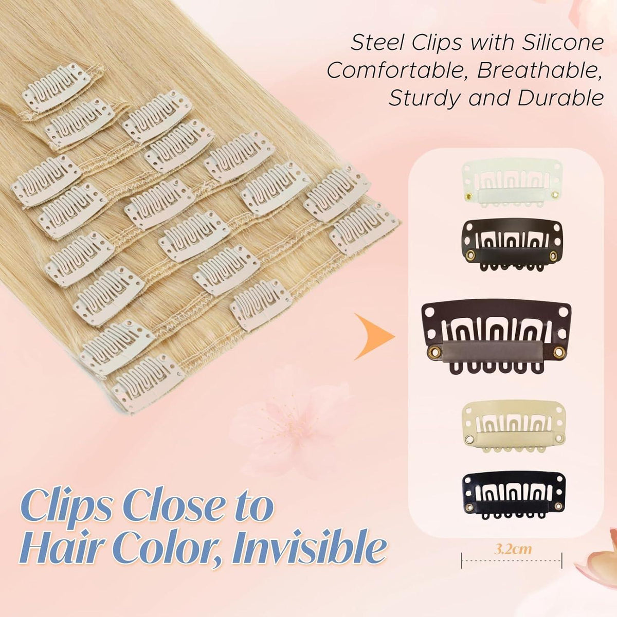 Clip-in Haarverlängerung Echthaar Blond 35cm - 8 Wefts