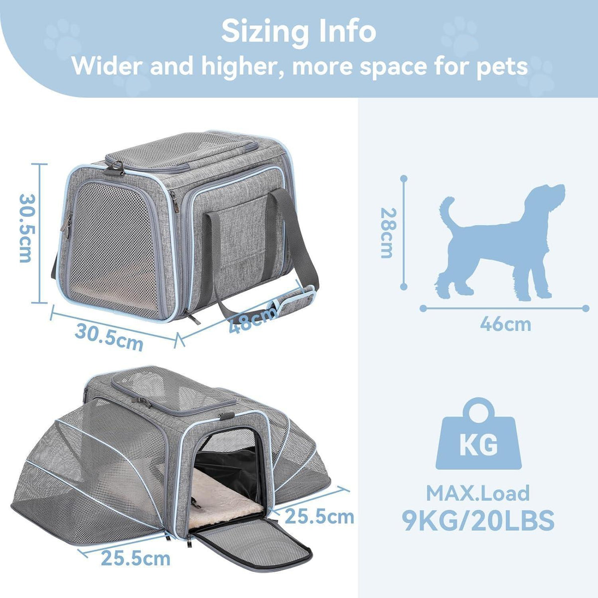 Faltbare Transporttasche für Katze & Hund – Komfort & Sicherheit