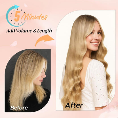Clip-in Haarverlängerung Echthaar Dunkelbraun 55cm