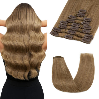Echthaar Clip-Ins Hellbraun 50cm - Remy Haarverlängerung