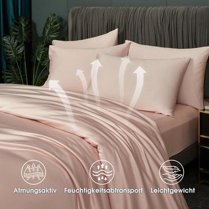 Bettwäsche-Set Rosa 135x200 cm | Bambus & Polyester | 4-teilig