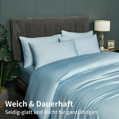Bettwäsche-Set Bambus Blau 220x240 cm + 2x 80x80 cm
