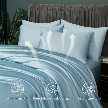 Bettwäsche-Set Bambus Blau 220x240 cm + 2x 80x80 cm