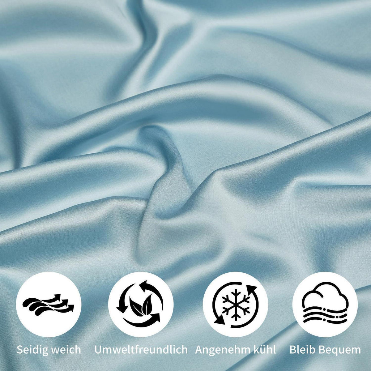 Bettwäsche-Set Bambus Blau 220x240 cm + 2x 80x80 cm
