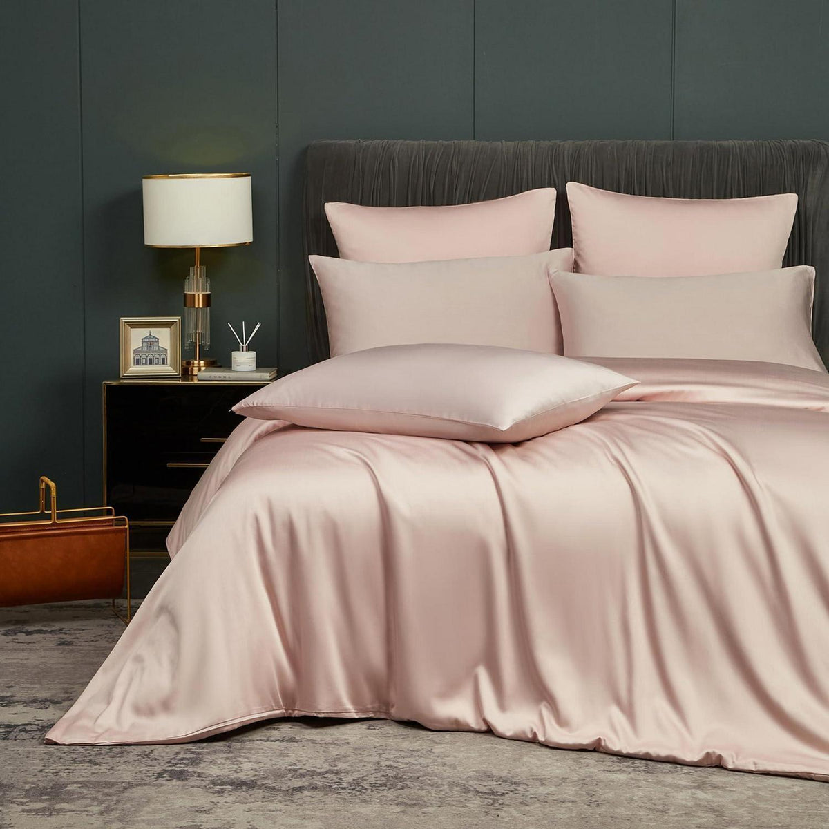 Bettwäsche-Set Rosa 220x240 cm Bambus Bettwäsche 3tlg.