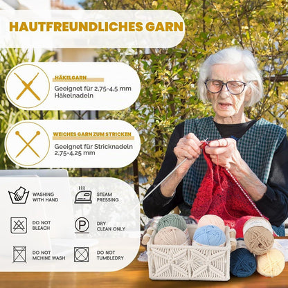 Häkelwolle Set 17 Farben - 600g Acryl Baumwolle zum Stricken