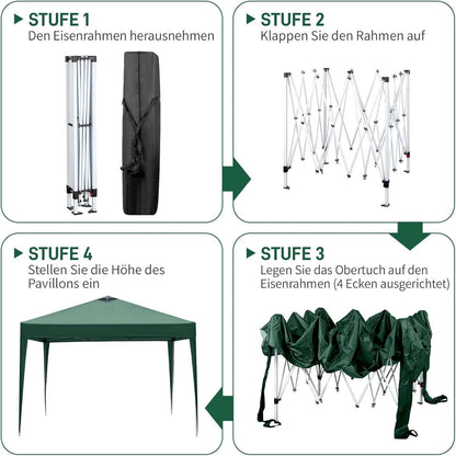 3x3m Pop-Up Pavillon – Wasserdicht & Höhenverstellbar