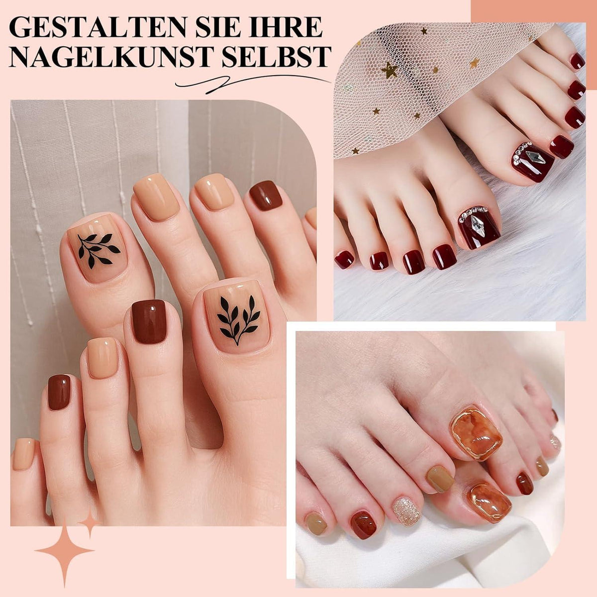 120 Dual Form Fußnägel Polygel mit Skalenlinien