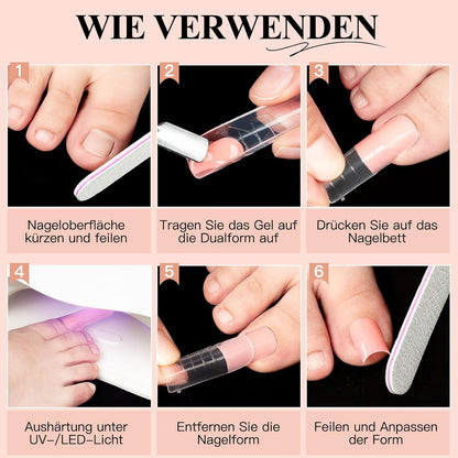 120 Dual Form Fußnägel Polygel mit Skalenlinien