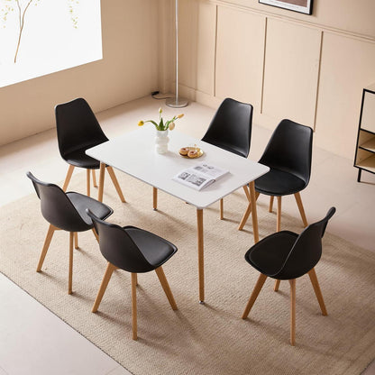 Esszimmer-Set: Esstisch (110x70cm) mit 6 skandinavischen Stühlen
