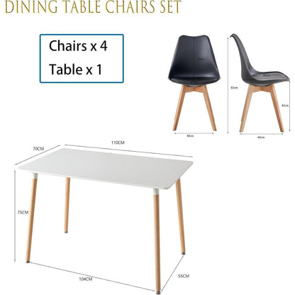 Esszimmer-Set: Esstisch (110x70cm) mit 6 skandinavischen Stühlen