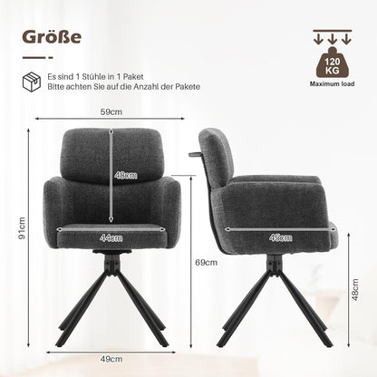 Drehbarer Esszimmerstuhl Grau – Chenille Bürostuhl & Sessel