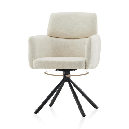 Drehbarer Esszimmerstuhl Chenille Beige – Bequemer Bürostuhl