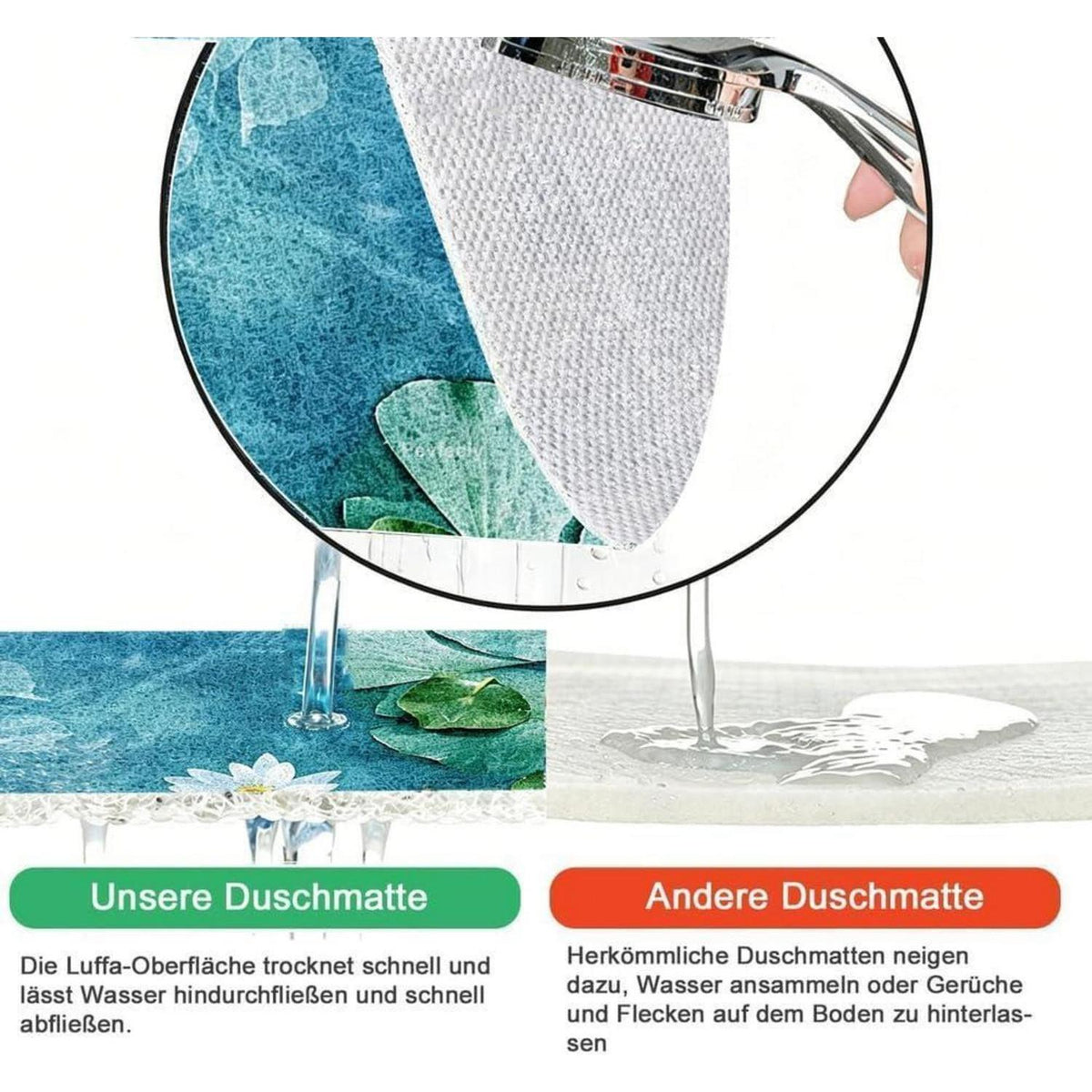 Rutschmatte Dusche 140x140 cm – Antirutsch, Modern & Ablaufloch