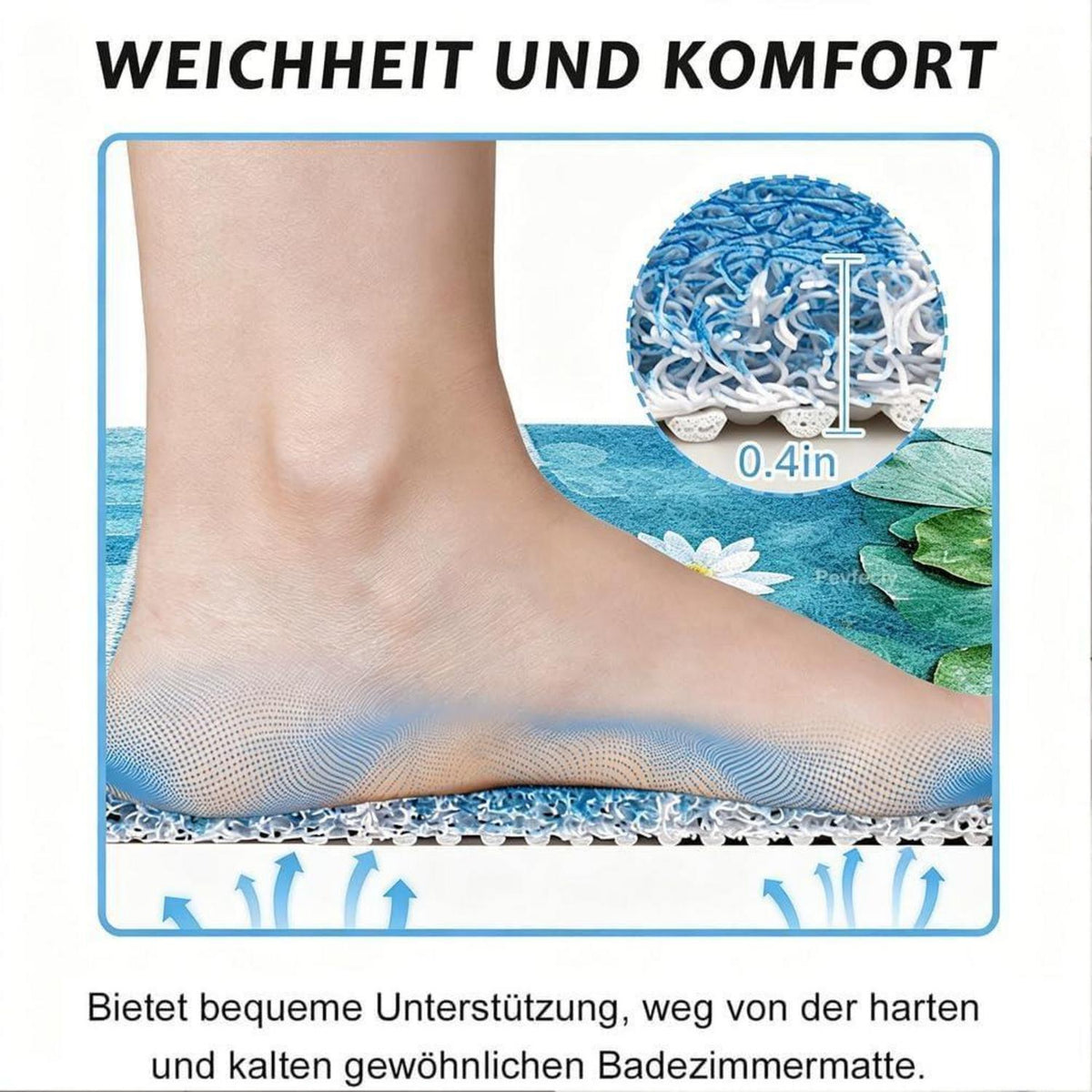 Rutschmatte Dusche 150x150 cm – Antirutsch, Modern & Ablaufloch