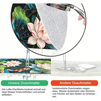 Rutschfeste Duschmatte 120x150 cm – Modernes Lotus-Muster