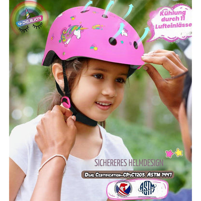 Einhorn Kinderhelm Fahrradhelm Rosa, 48-52 cm