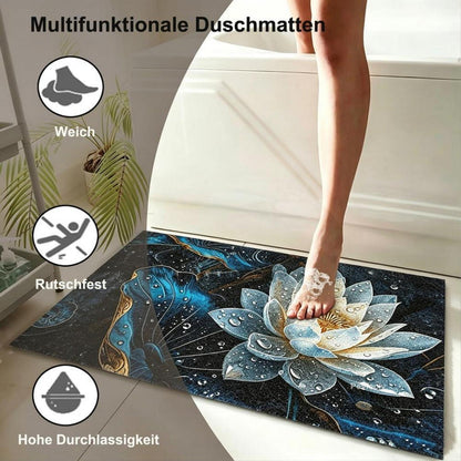 Rutschfeste Duschmatte 100x150 cm – Modernes Lotus-Muster