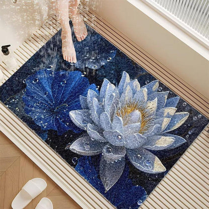 Rutschfeste Duschmatte 140x140 cm – Modernes Lotus-Muster