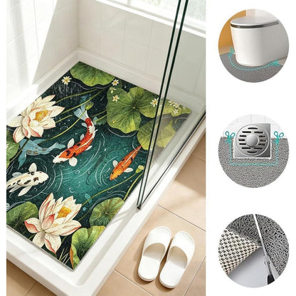 Rutschfeste Duschmatte 130x130 cm – Modernes Lotus-Muster