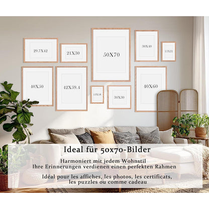 Bilderrahmen Eiche 50x70cm mit Passepartout 40x50cm (2er Set)