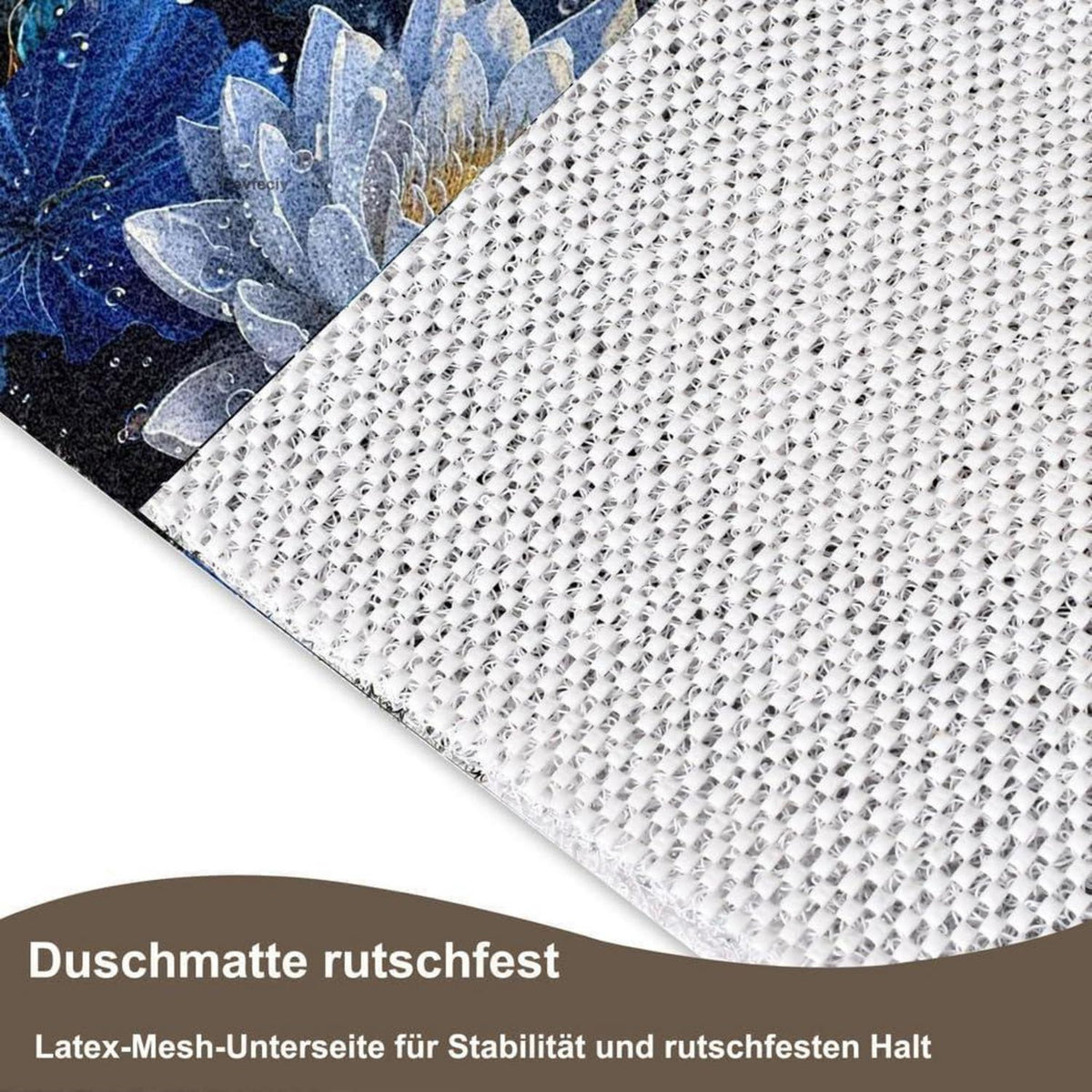 Rutschfeste Duschmatte 90x120 cm – Modernes Lotus-Muster
