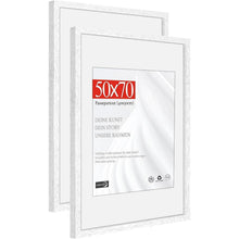 Bilderrahmen 50x70cm Eiche Weiß 2er Set mit Passepartout