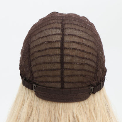 Gewellte Blonde Perücke mit Pony – Lang, Ombre Blond & Schwarz