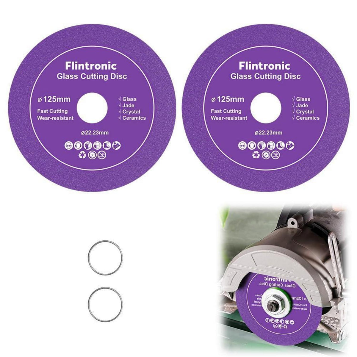 Diamant-Trennscheibe 125mm für Glas & Keramik (2 Stück, Lila)