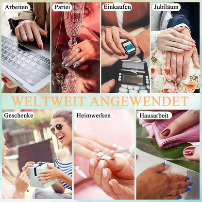 24er Set French Press On Nails mit Glitzer - Quadratische Kunstnägel