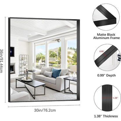 Schwarzer Wandspiegel 75x90 cm – Modern & Robust