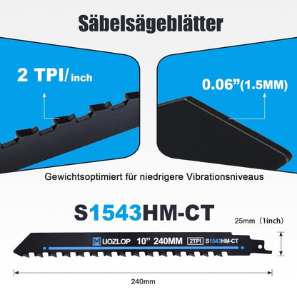 Säbelsägeblatt Stein Hartmetall 240mm für Beton Ziegel Metall