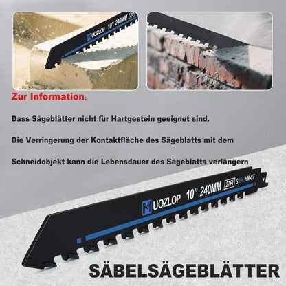 Säbelsägeblatt Stein Hartmetall 240mm für Beton Ziegel Metall