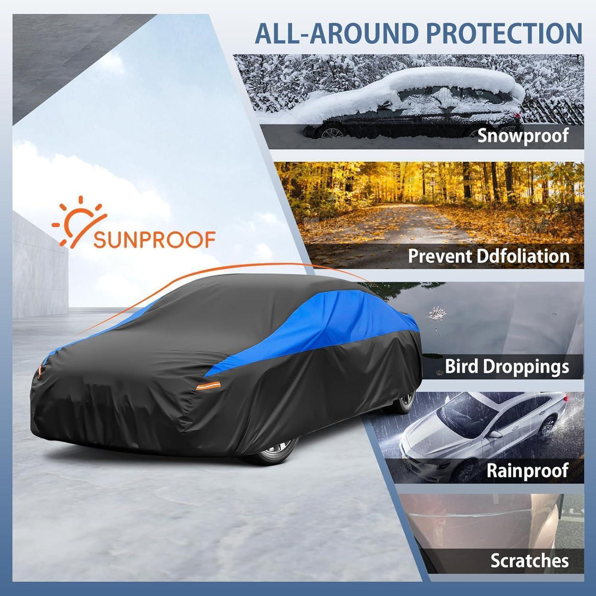 Wasserdichte Autoabdeckung für Limousine (450-470cm) – Schutz & Garagenqualität