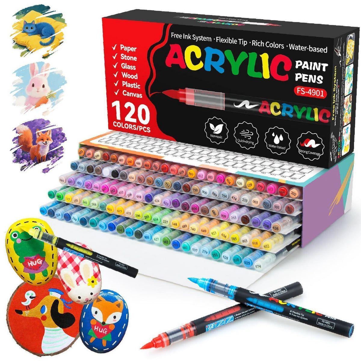 120 Acrylmarker Set für Steine, Glas & Co. – Vielseitig & Kreativ