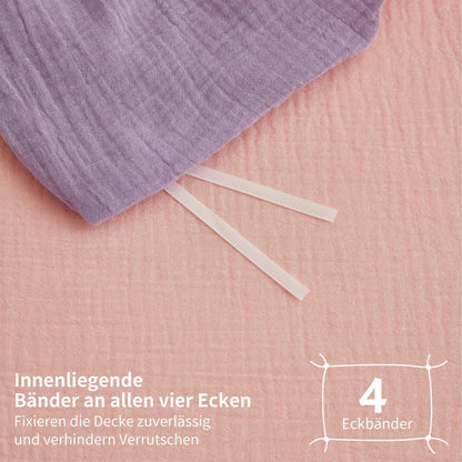 Doppelte Muslin Bettwäsche Lila Rosa 155x220 cm - 3-teilig