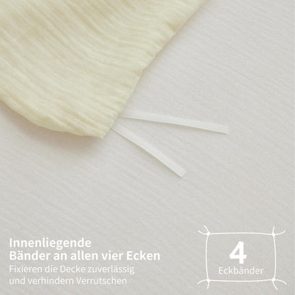 Doppelte Muslin Bettwäsche 155x220 Hellbeige Weiß 100% Baumwolle
