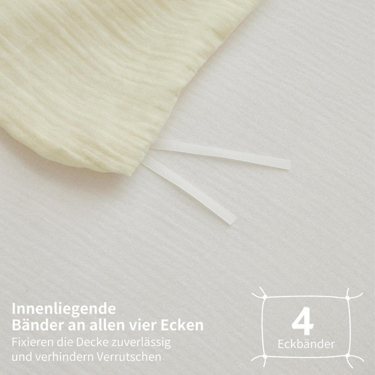 Doppelte Muslin Bettwäsche 220x240 Hellbeige Weiß 100% Baumwolle
