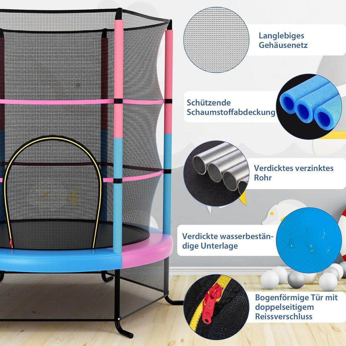 GYMAX Gartentrampolin 165 cm mit Sicherheitsnetz
