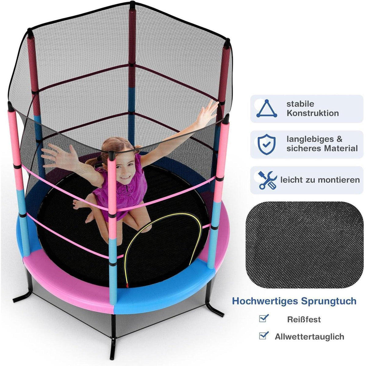 GYMAX Gartentrampolin 165 cm mit Sicherheitsnetz