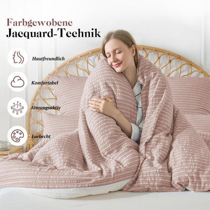 Bettwäsche-Set 135x200 Baumwolle Staubrosa, 4-teilig Jacquard